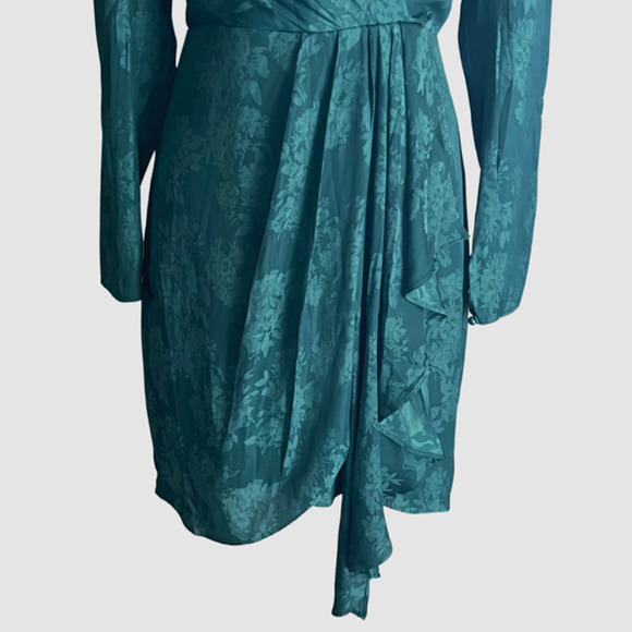 BCBGMaxAzria Vera Surplice Mini Dress, Deep Teal, NWT-Size 2 - Picture 5 of 12